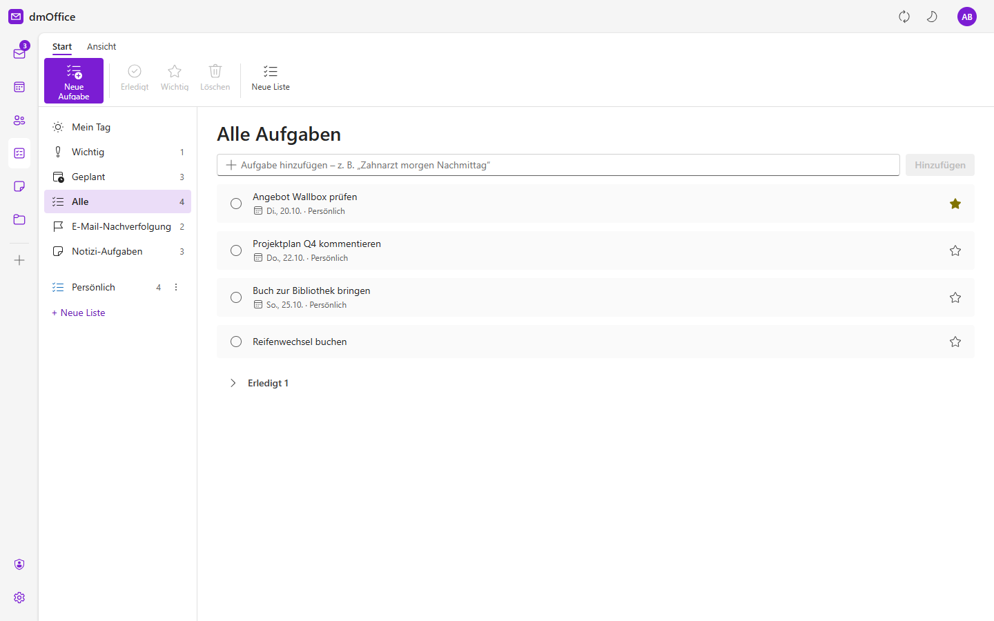 Aufgabenlisten in dmOffice